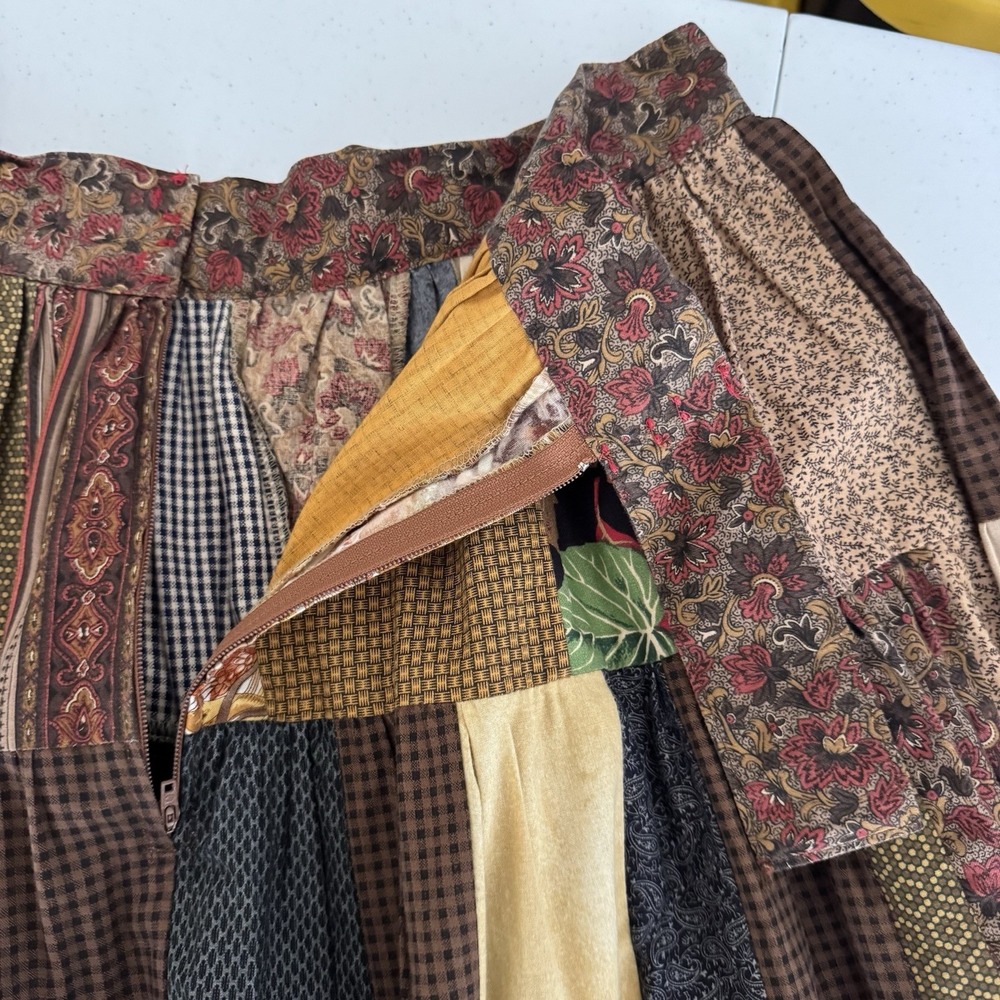 Vintage 80s Lo Jo Creations Patchwork Long Skirt Multi-Color BOHO - 27" Waist - Picture 7 of 13